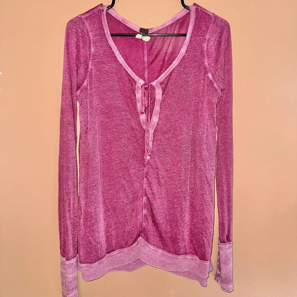 Free People We The Free Affogato Hacci Top - Wine Red - S - Picture 1 of 9